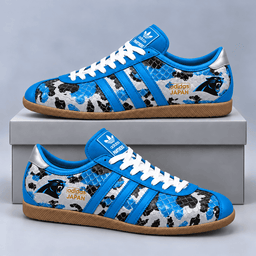 Carolina Panthers | Premium NFL Japan Edition Abstract Floral Print Three Stripe Low Top Gum Sole Casual Sneakers NDN cover
