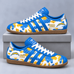 Los Angeles Chargers | Premium NFL Japan Edition Abstract Floral Print Three Stripe Low Top Gum Sole Casual Sneakers NDN cover