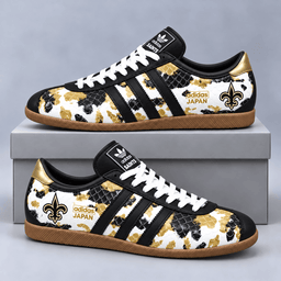 New Orleans Saints | Premium NFL Japan Edition Abstract Floral Print Three Stripe Low Top Gum Sole Casual Sneakers NDN cover