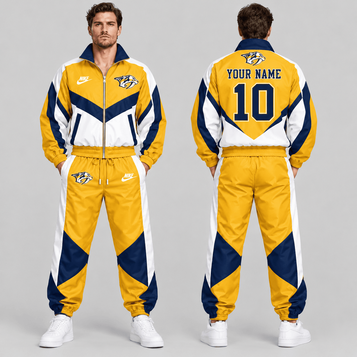 Nashville Predators | Premium NHL Retro Colorblock Full Zip Tracksuit Set with Personalized Name and Number NDN cover