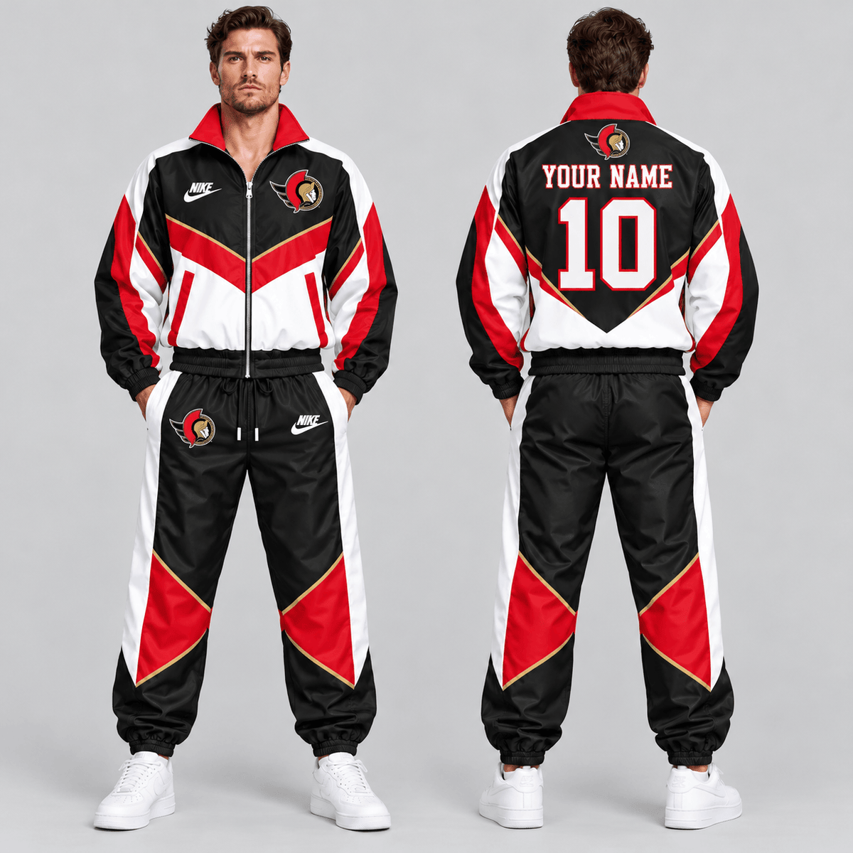 Ottawa Senators | Premium NHL Retro Colorblock Full Zip Tracksuit Set with Personalized Name and Number NDN cover