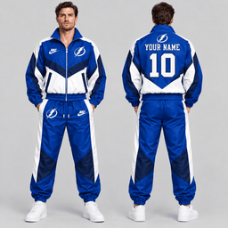 Tampa Bay Lightning | Premium NHL Retro Colorblock Full Zip Tracksuit Set with Personalized Name and Number NDN cover