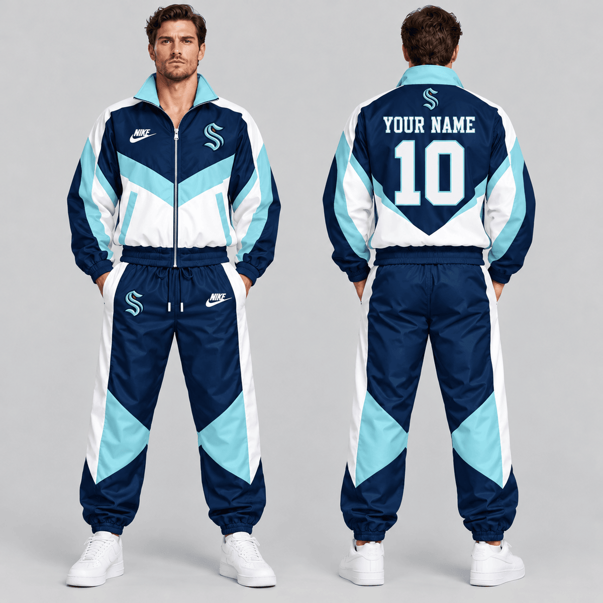 Seattle Kraken | Premium NHL Retro Colorblock Full Zip Tracksuit Set with Personalized Name and Number NDN cover