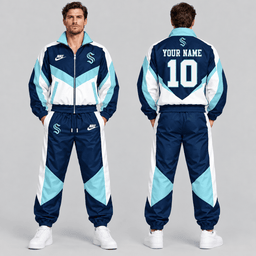 Seattle Kraken | Premium NHL Retro Colorblock Full Zip Tracksuit Set with Personalized Name and Number NDN cover