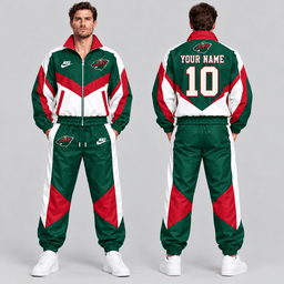 Minnesota Wild | Premium NHL Retro Colorblock Full Zip Tracksuit Set with Personalized Name and Number NDN cover