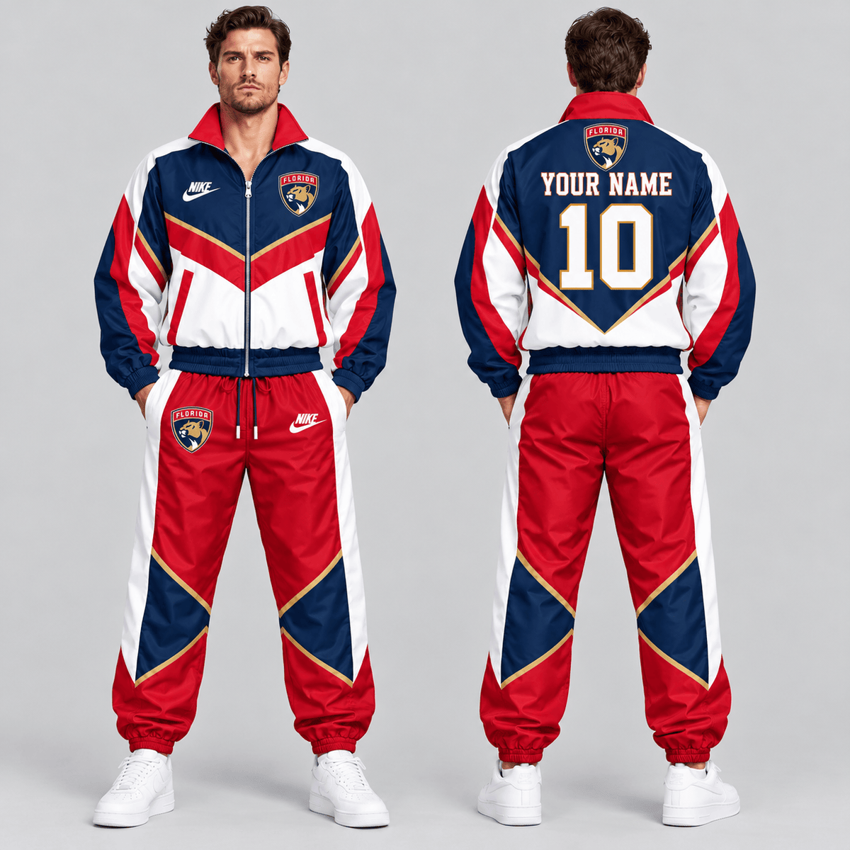 Florida Panthers | Premium NHL Retro Colorblock Full Zip Tracksuit Set with Personalized Name and Number NDN cover