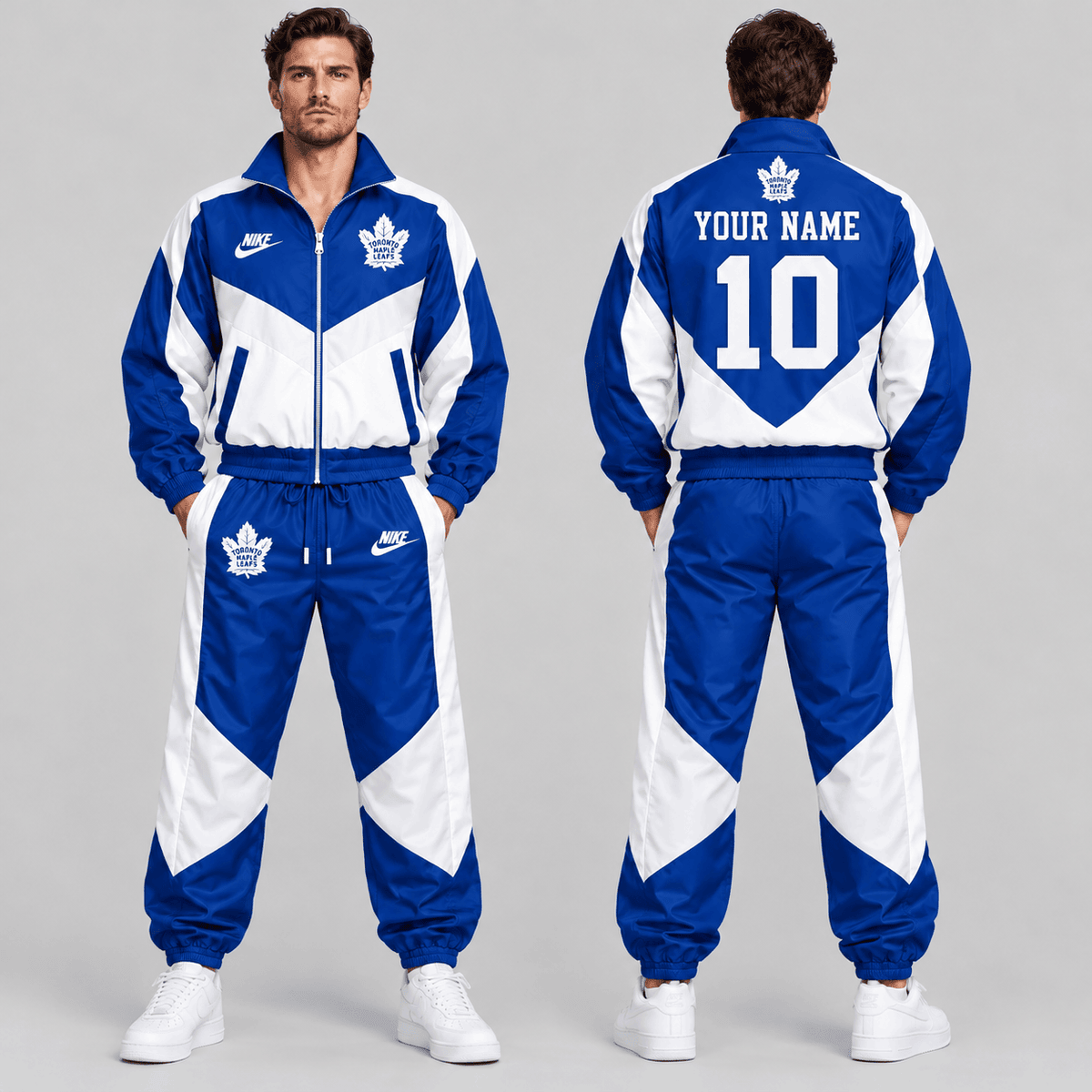 Toronto Maple Leafs | Premium NHL Retro Colorblock Full Zip Tracksuit Set with Personalized Name and Number NDN cover