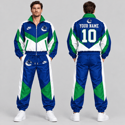 Vancouver Canucks | Premium NHL Retro Colorblock Full Zip Tracksuit Set with Personalized Name and Number NDN cover