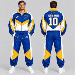 St. Louis Blues | Premium NHL Retro Colorblock Full Zip Tracksuit Set with Personalized Name and Number NDN cover