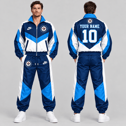 Winnipeg Jets | Premium NHL Retro Colorblock Full Zip Tracksuit Set with Personalized Name and Number NDN cover