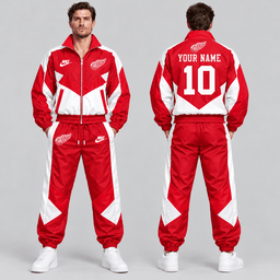 Detroit Red Wings | Premium NHL Retro Colorblock Full Zip Tracksuit Set with Personalized Name and Number NDN cover
