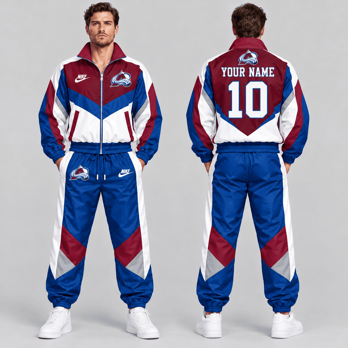 Colorado Avalanche | Premium NHL Retro Colorblock Full Zip Tracksuit Set with Personalized Name and Number NDN cover