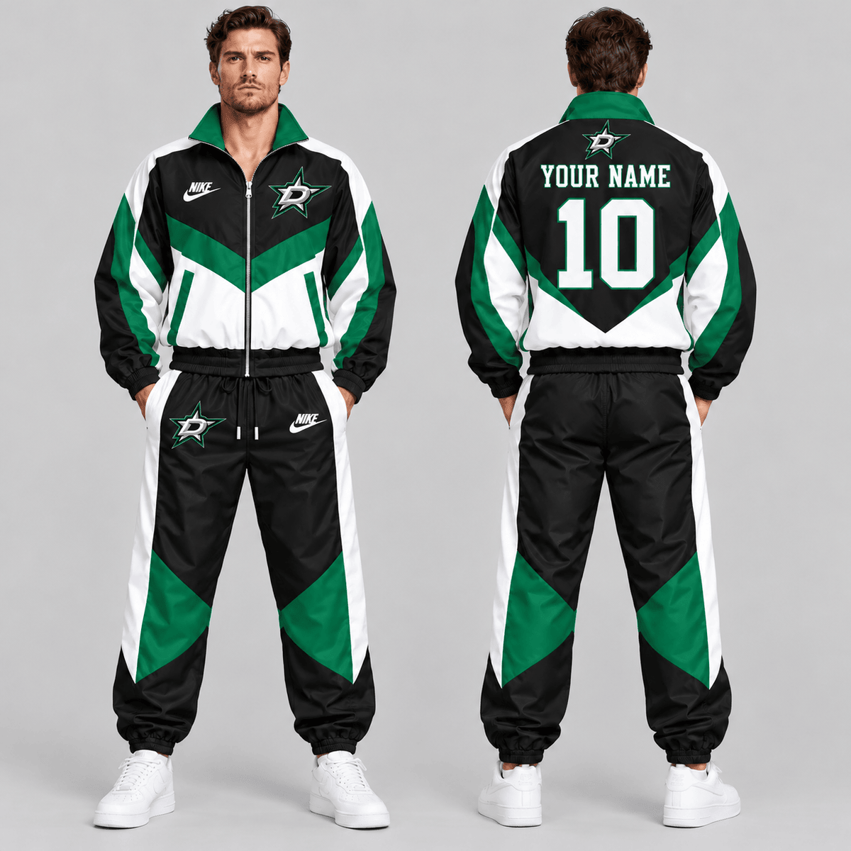 Dallas Stars | Premium NHL Retro Colorblock Full Zip Tracksuit Set with Personalized Name and Number NDN cover