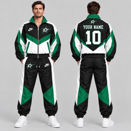 Dallas Stars | Premium NHL Retro Colorblock Full Zip Tracksuit Set with Personalized Name and Number NDN cover