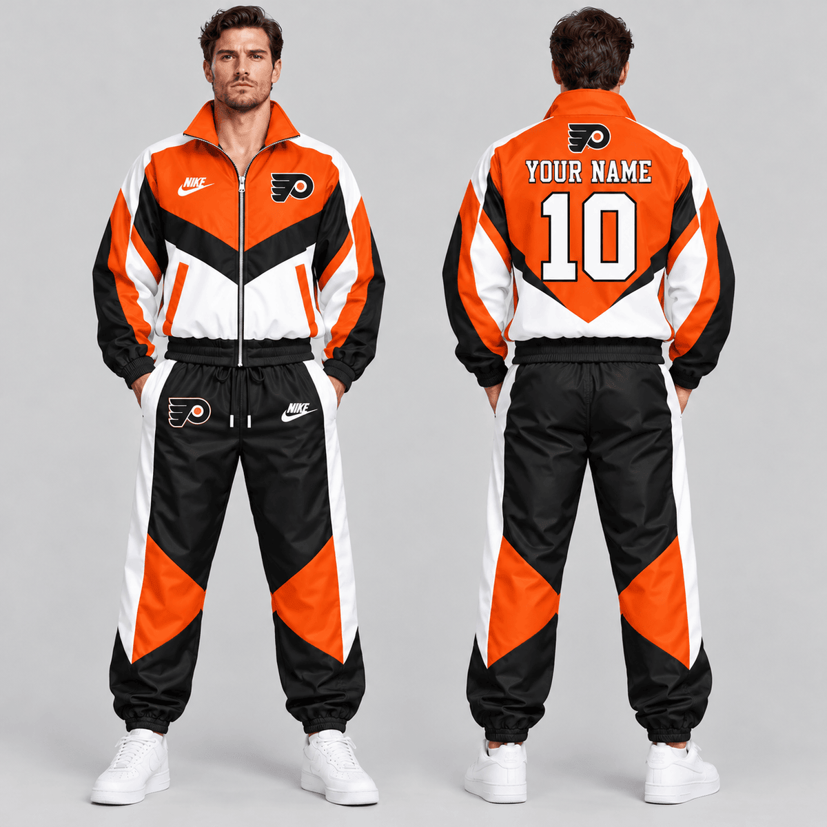 Philadelphia Flyers | Premium NHL Retro Colorblock Full Zip Tracksuit Set with Personalized Name and Number NDN cover