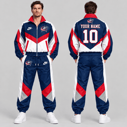 Columbus Blue Jackets | Premium NHL Retro Colorblock Full Zip Tracksuit Set with Personalized Name and Number NDN cover