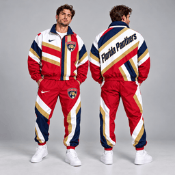 Florida Panthers | Premium NHL Dynamic Diagonal Stripe Full Zip Windbreaker Tracksuit Jacket and Jogger Pants Set NDN cover
