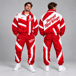 Detroit Red Wings | Premium NHL Dynamic Diagonal Stripe Full Zip Windbreaker Tracksuit Jacket and Jogger Pants Set NDN cover