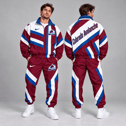 Colorado Avalanche | Premium NHL Dynamic Diagonal Stripe Full Zip Windbreaker Tracksuit Jacket and Jogger Pants Set NDN cover