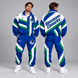 Vancouver Canucks | Premium NHL Dynamic Diagonal Stripe Full Zip Windbreaker Tracksuit Jacket and Jogger Pants Set NDN cover