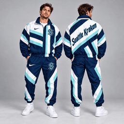 Seattle Kraken | Premium NHL Dynamic Diagonal Stripe Full Zip Windbreaker Tracksuit Jacket and Jogger Pants Set NDN cover