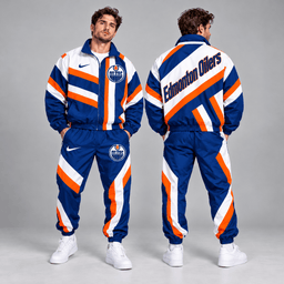 Edmonton Oilers | Premium NHL Dynamic Diagonal Stripe Full Zip Windbreaker Tracksuit Jacket and Jogger Pants Set NDN cover