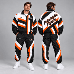 Philadelphia Flyers | Premium NHL Dynamic Diagonal Stripe Full Zip Windbreaker Tracksuit Jacket and Jogger Pants Set NDN cover