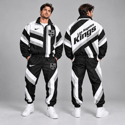 Los Angeles Kings | Premium NHL Dynamic Diagonal Stripe Full Zip Windbreaker Tracksuit Jacket and Jogger Pants Set NDN cover