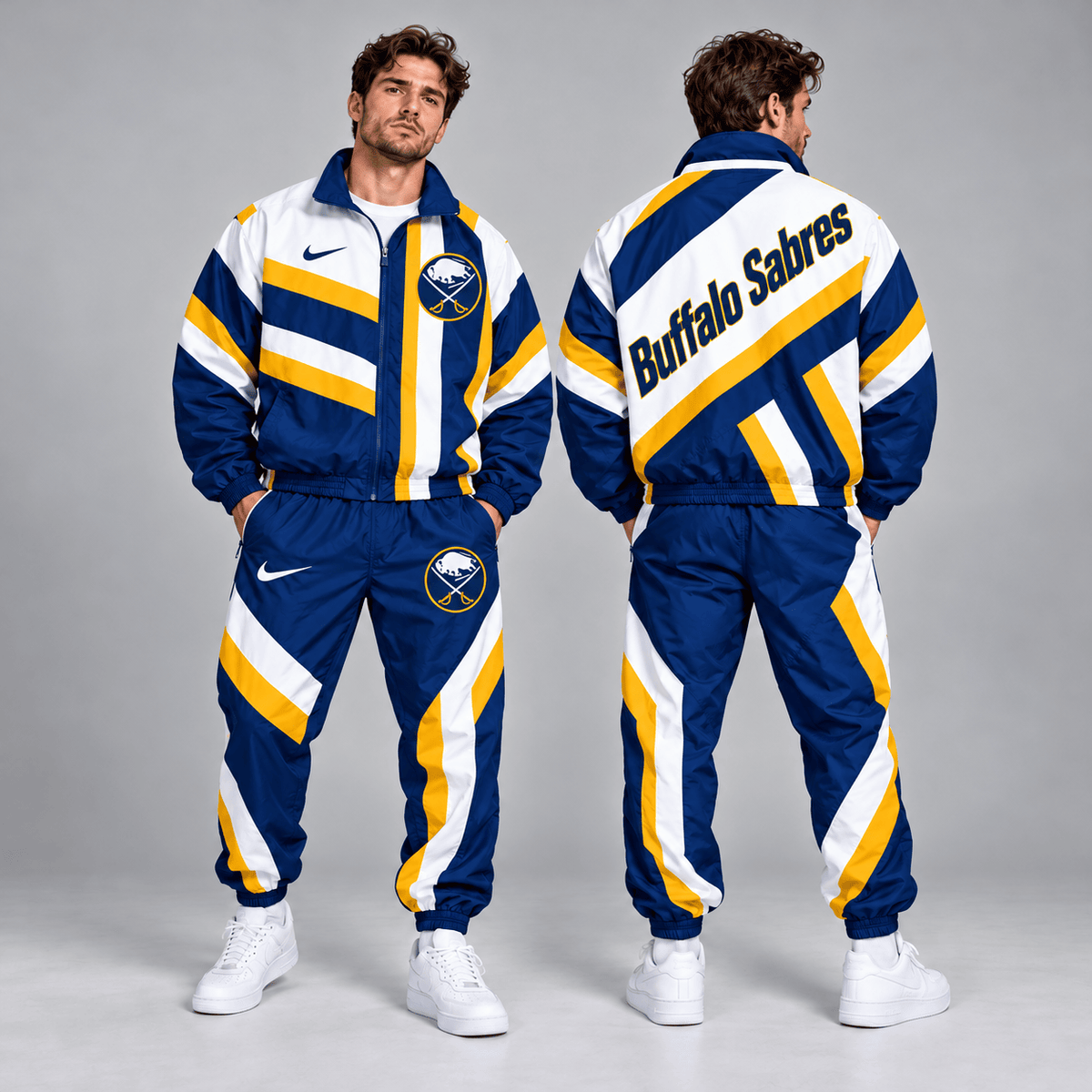 Buffalo Sabres | Premium NHL Dynamic Diagonal Stripe Full Zip Windbreaker Tracksuit Jacket and Jogger Pants Set NDN cover