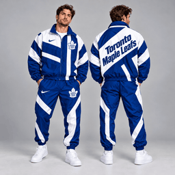 Toronto Maple Leafs | Premium NHL Dynamic Diagonal Stripe Full Zip Windbreaker Tracksuit Jacket and Jogger Pants Set NDN cover
