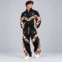 Philadelphia Flyers | Premium NHL Urban Camo Chevron Full Zip Windbreaker Jacket and Matching Jogger Pants Tracksuit Set NDN cover