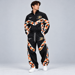 Anaheim Ducks | Premium NHL Urban Camo Chevron Full Zip Windbreaker Jacket and Matching Jogger Pants Tracksuit Set NDN cover