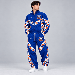 New York Islanders | Premium NHL Urban Camo Chevron Full Zip Windbreaker Jacket and Matching Jogger Pants Tracksuit Set NDN cover