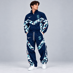 Seattle Kraken | Premium NHL Urban Camo Chevron Full Zip Windbreaker Jacket and Matching Jogger Pants Tracksuit Set NDN cover
