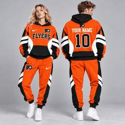 Philadelphia Flyers | Premium NHL Varsity Colorblock Pullover Hoodie and Matching Jogger Pants Set with Custom Name and Number NDN cover