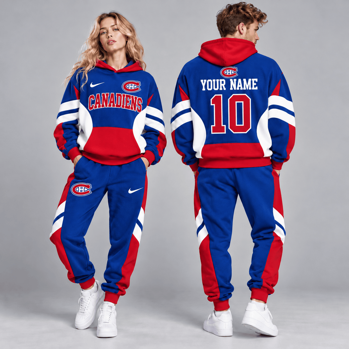 Montreal Canadiens | Premium NHL Varsity Colorblock Pullover Hoodie and Matching Jogger Pants Set with Custom Name and Number NDN cover