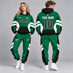 Dallas Stars | Premium NHL Varsity Colorblock Pullover Hoodie and Matching Jogger Pants Set with Custom Name and Number NDN cover