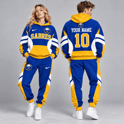 Buffalo Sabres | Premium NHL Varsity Colorblock Pullover Hoodie and Matching Jogger Pants Set with Custom Name and Number NDN cover