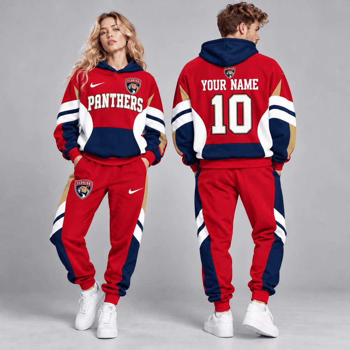 Florida Panthers | Premium NHL Varsity Colorblock Pullover Hoodie and Matching Jogger Pants Set with Custom Name and Number NDN cover
