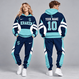 Seattle Kraken | Premium NHL Varsity Colorblock Pullover Hoodie and Matching Jogger Pants Set with Custom Name and Number NDN cover