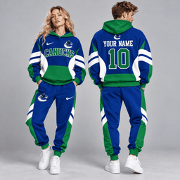 Vancouver Canucks | Premium NHL Varsity Colorblock Pullover Hoodie and Matching Jogger Pants Set with Custom Name and Number NDN cover
