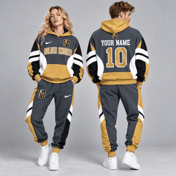 Vegas Golden Knights | Premium NHL Varsity Colorblock Pullover Hoodie and Matching Jogger Pants Set with Custom Name and Number NDN cover