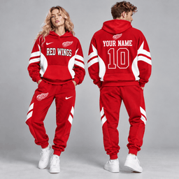 Detroit Red Wings | Premium NHL Varsity Colorblock Pullover Hoodie and Matching Jogger Pants Set with Custom Name and Number NDN cover