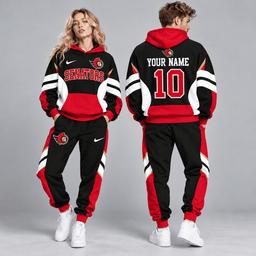 Ottawa Senators | Premium NHL Varsity Colorblock Pullover Hoodie and Matching Jogger Pants Set with Custom Name and Number NDN cover