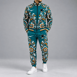 San Jose Sharks | Premium NHL Royal Floral Paisley Full Zip Track Jacket and Matching Jogger Pants Set NDN cover