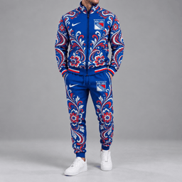 New York Rangers | Premium NHL Royal Floral Paisley Full Zip Track Jacket and Matching Jogger Pants Set NDN cover