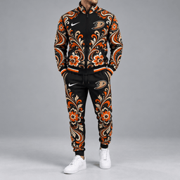 Anaheim Ducks | Premium NHL Royal Floral Paisley Full Zip Track Jacket and Matching Jogger Pants Set NDN cover