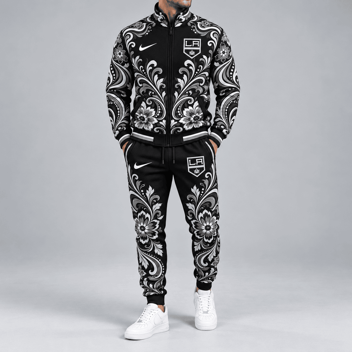 Los Angeles Kings | Premium NHL Royal Floral Paisley Full Zip Track Jacket and Matching Jogger Pants Set NDN cover