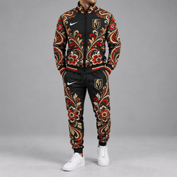 Vegas Golden Knights | Premium NHL Royal Floral Paisley Full Zip Track Jacket and Matching Jogger Pants Set NDN cover