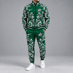 Dallas Stars | Premium NHL Royal Floral Paisley Full Zip Track Jacket and Matching Jogger Pants Set NDN cover